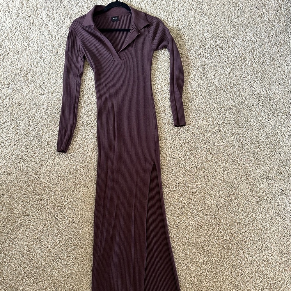 Maxi brown knit dress